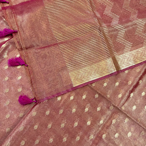 Rani Pink Kutki Tissue Silk Banarasi Suit