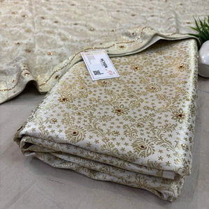 White Stone Work Kimkhab Silk Banarasi Gharara