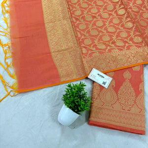 Peach Kalgha Buti Banarasi Silk Suit
