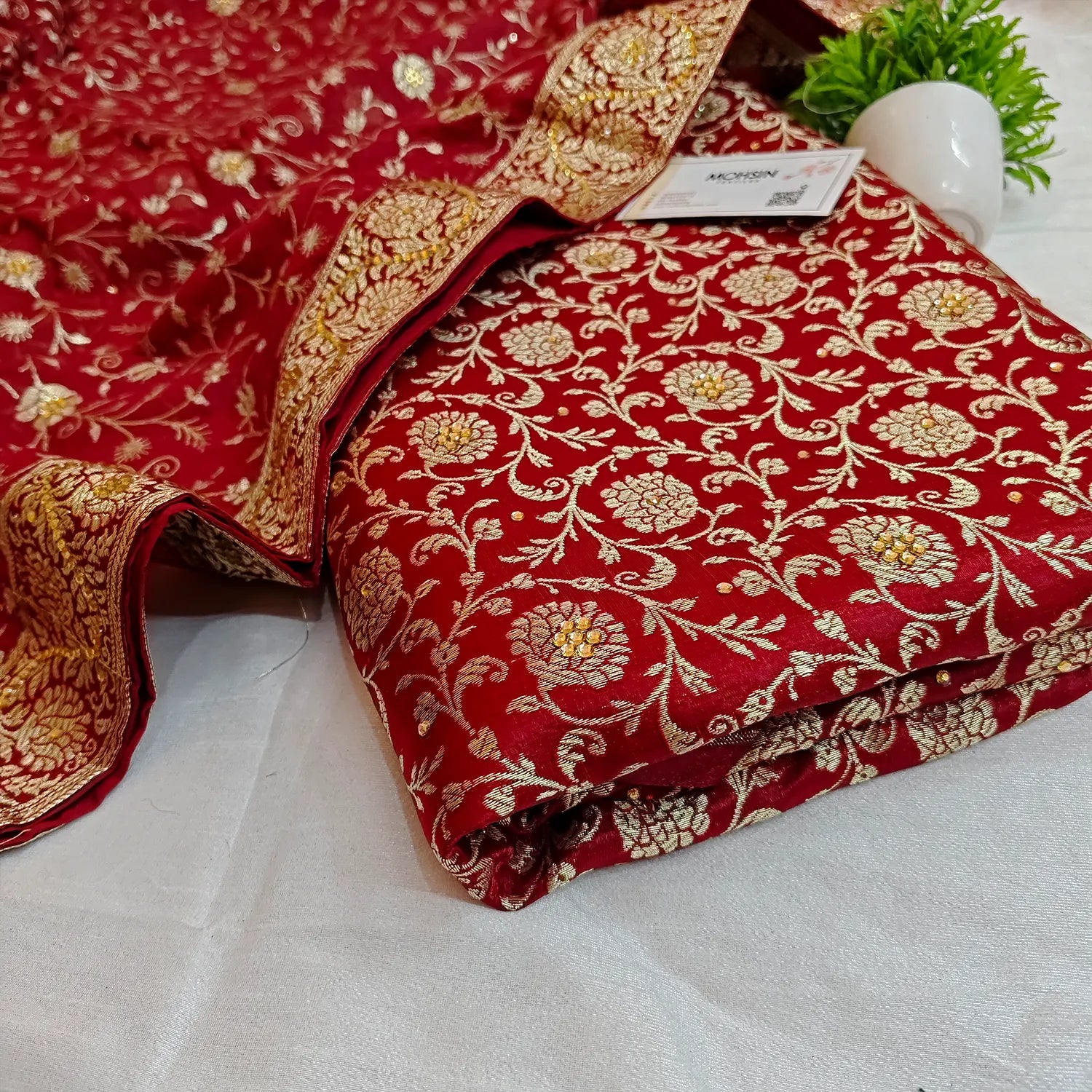 Maroon Stone Work Kimkhab Silk Banarasi Gharara