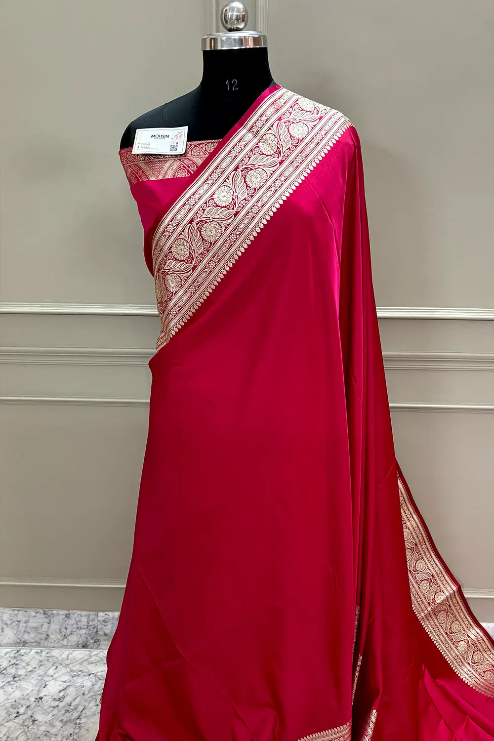 Pink Plain Royal Plain Katan Silk Banarasi Saree