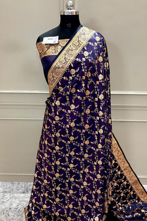 Auda Jangla Katan Silk Banarasi Saree