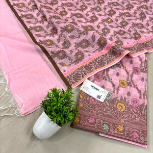 Baby Pink Resham Zari Banarasi Silk Suit