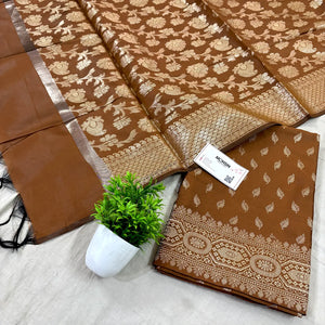 Dark Mustard Sunehri Pankh Satin Silk Banarasi Suit