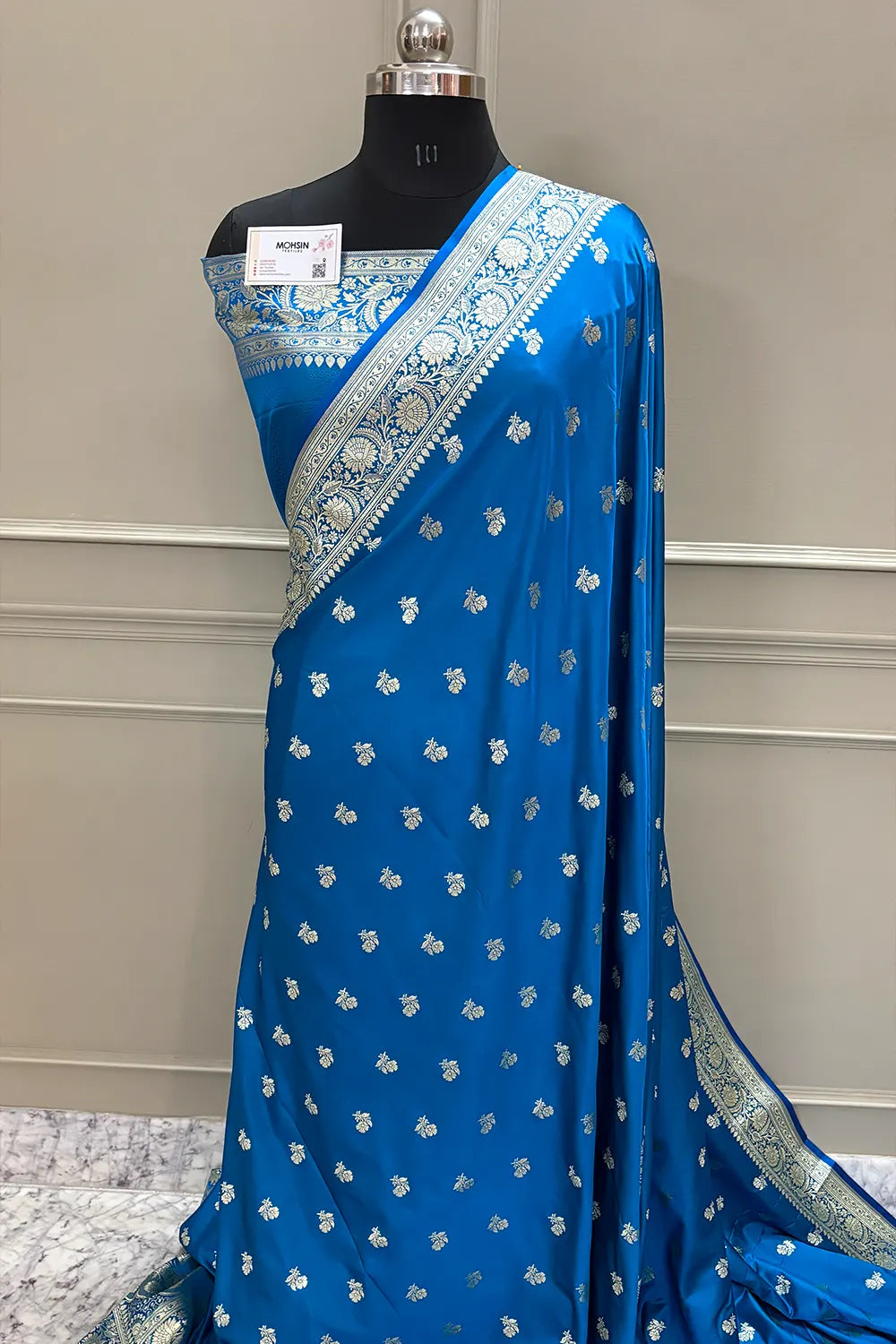 Firozi Chaman Buti Katan Silk Banarasi Saree