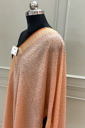 Light Peach Resham Zari Silk Banarasi Stole