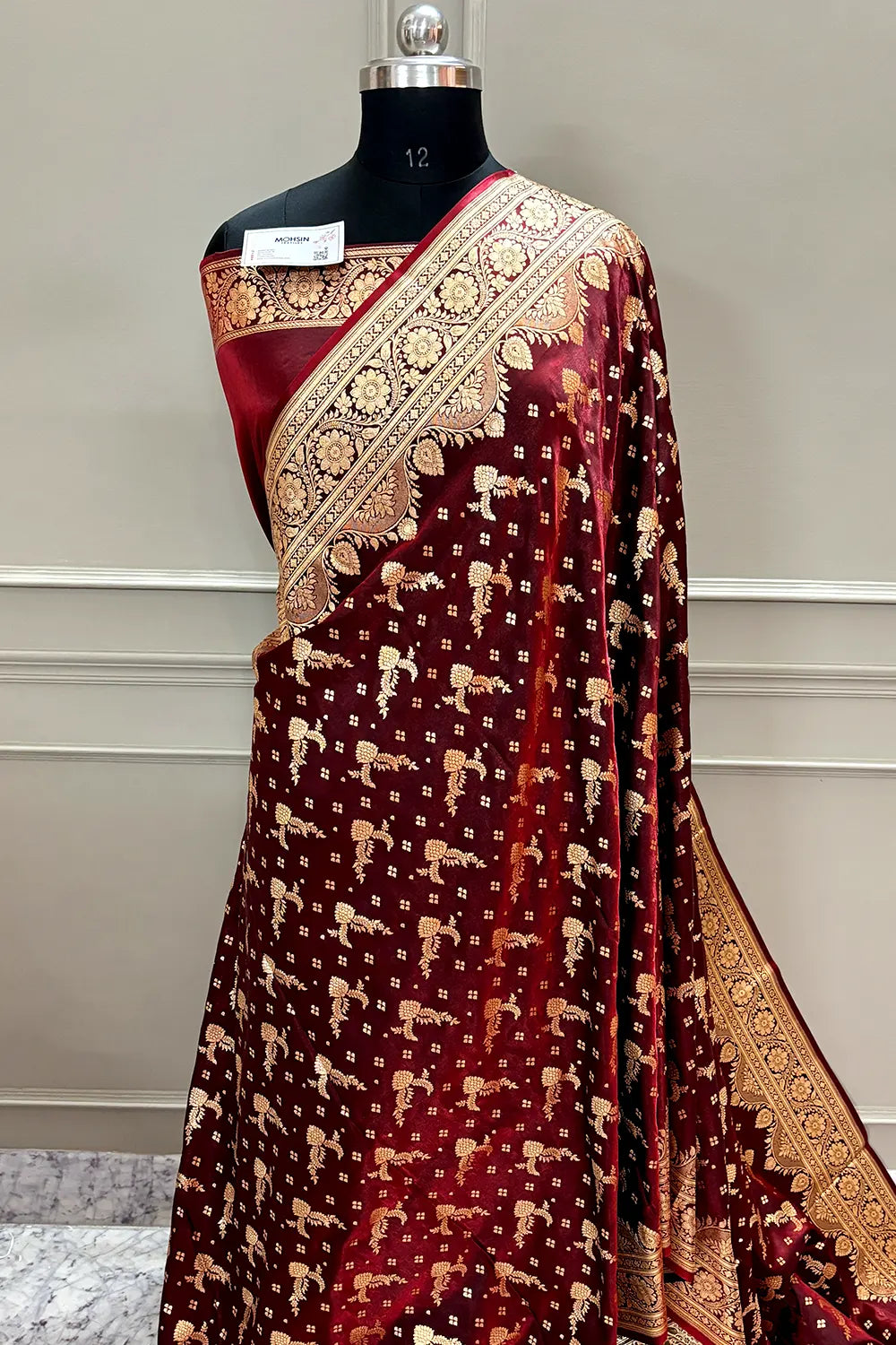 Maroon Victory Katan Silk Banarasi Saree