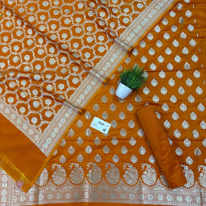 Mustard Golden Zari Katan Silk Banarasi Suit