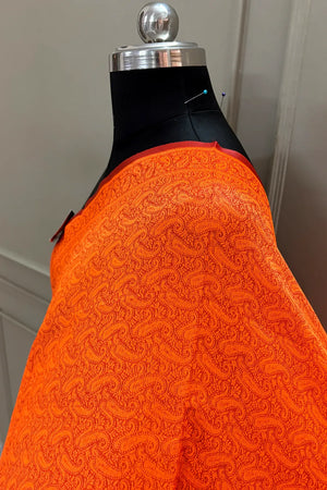 Orange Resham Zari Silk Banarasi Stole