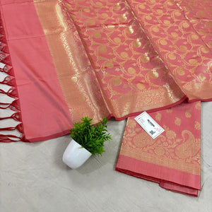 Peach Godzilla Satin Silk Banarasi Suit