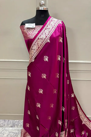 Pink Kohinoor Buti Katan Silk Banarasi Saree