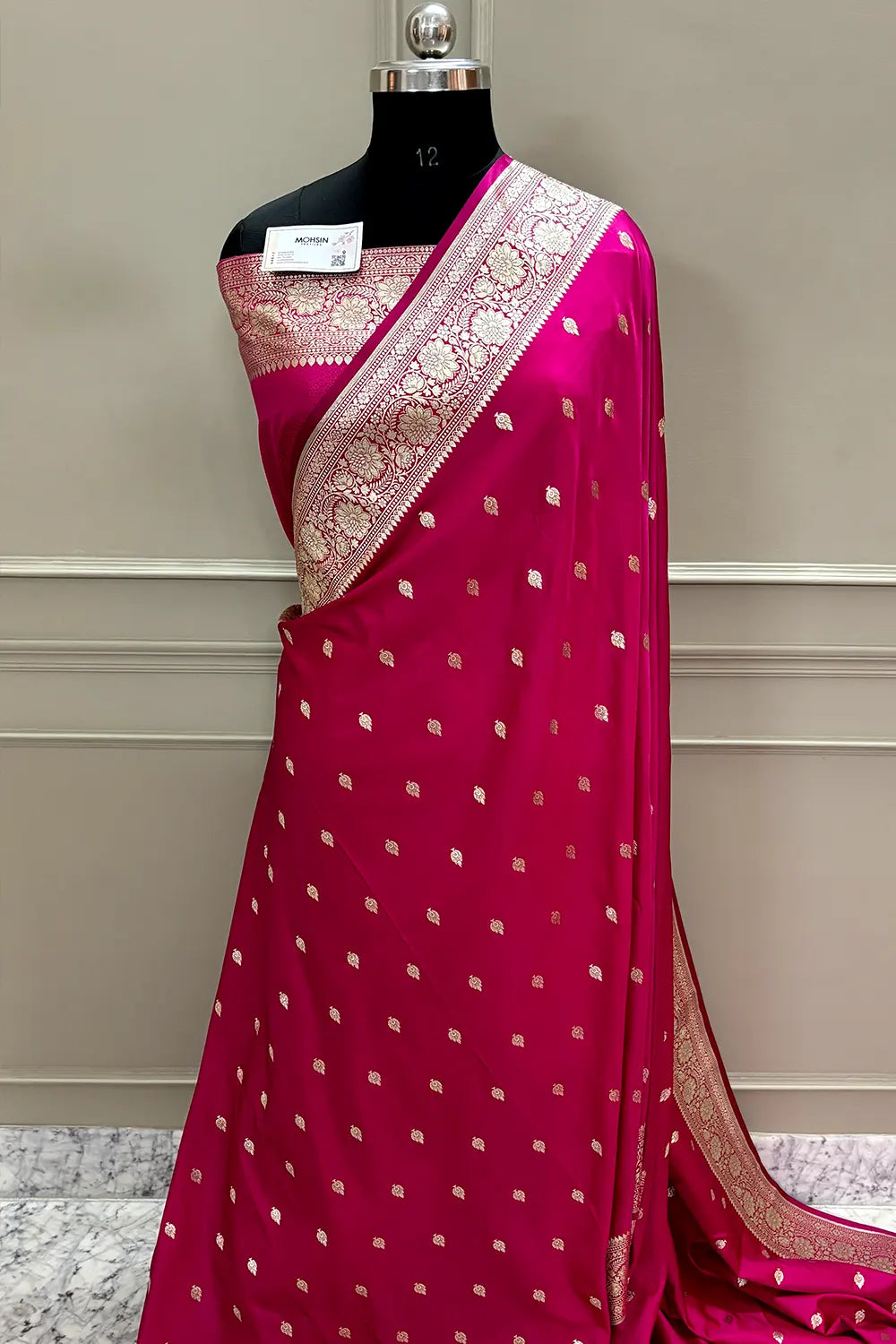 Pink Mario Patti Katan Silk Banarasi Saree
