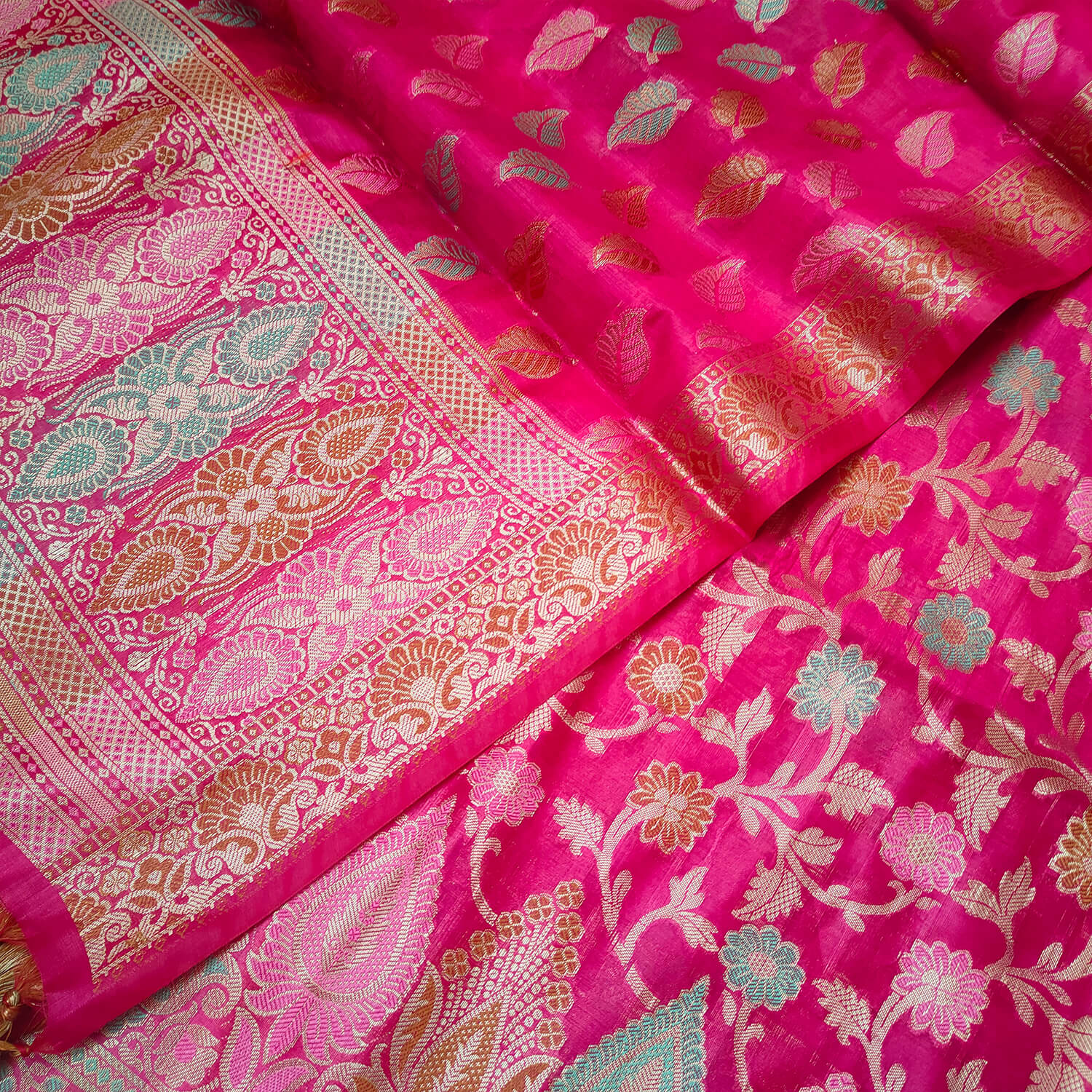 Pink Tilfi Meenakari Satin Silk Banarasi Suit