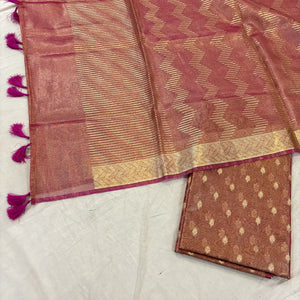Rani Pink Kutki Tissue Silk Banarasi Suit