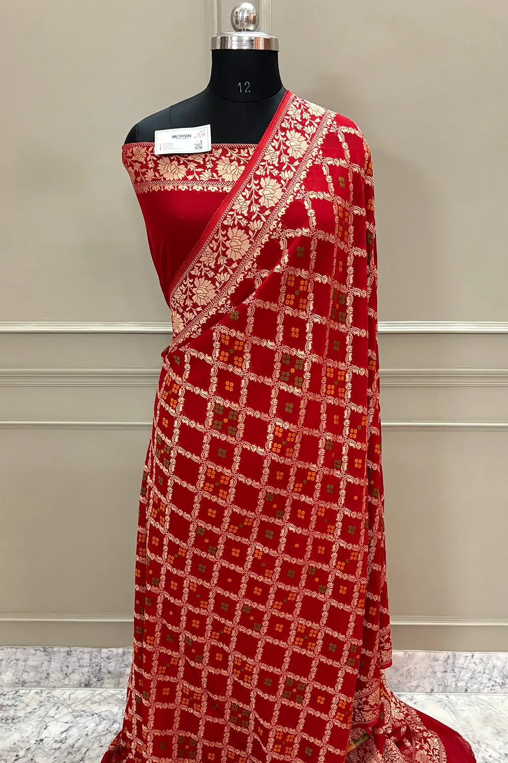 Red Golden Zari Georgette Silk Banarasi Saree