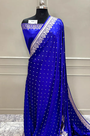 Royal Blue Hawahawai Buti Katan Silk Banarasi Saree