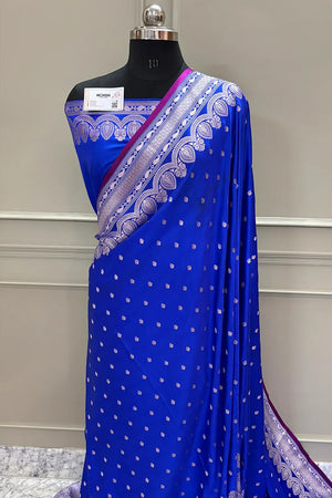 Royal Blue Jadi Buti Katan Silk Banarasi Saree