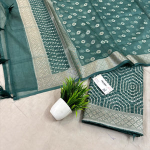 Teal Chalava Organza Silk Banarasi Suit