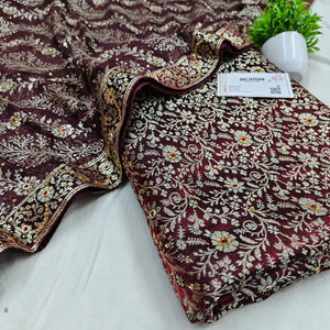 Wine Suhani Jaal Stone Work Kimkhab Silk Banarasi Gharara