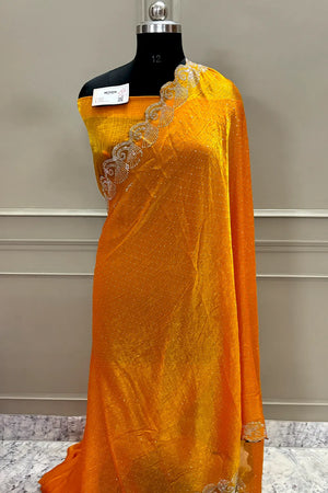 Yellow Siroski Stone Jimmy Choo Saree