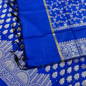 Royal Blue Frozen Tree Satin Silk Banarasi Suit