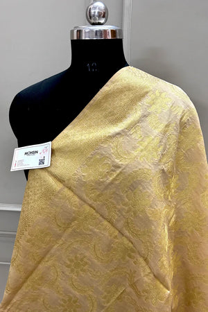 Beige Golden Zari Banarasi Silk Dupatta