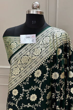 Black Ghumi Jaal Katan Silk Banarasi Saree