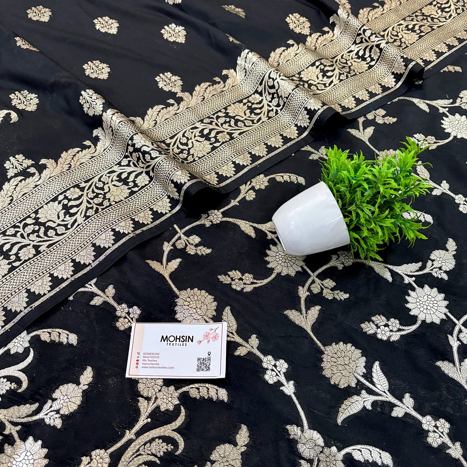 Black Golden Zari Katan Silk Banarasi Suit