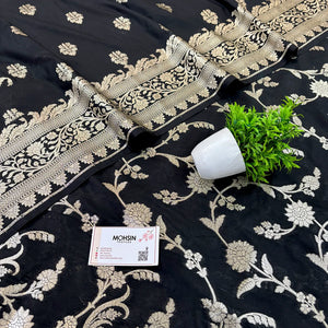 Black Golden Zari Katan Silk Banarasi Suit