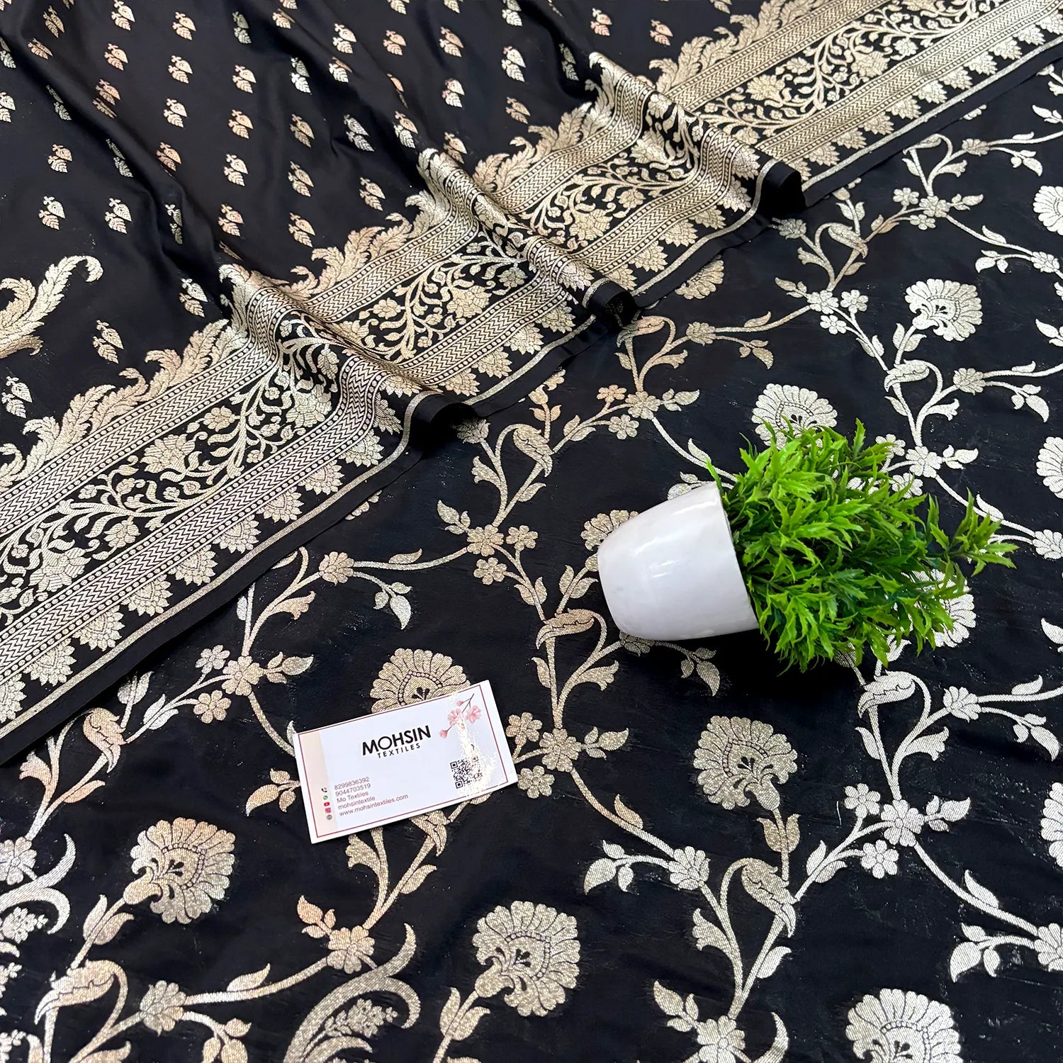 Black Golden Zari Katan Silk Banarasi Suit