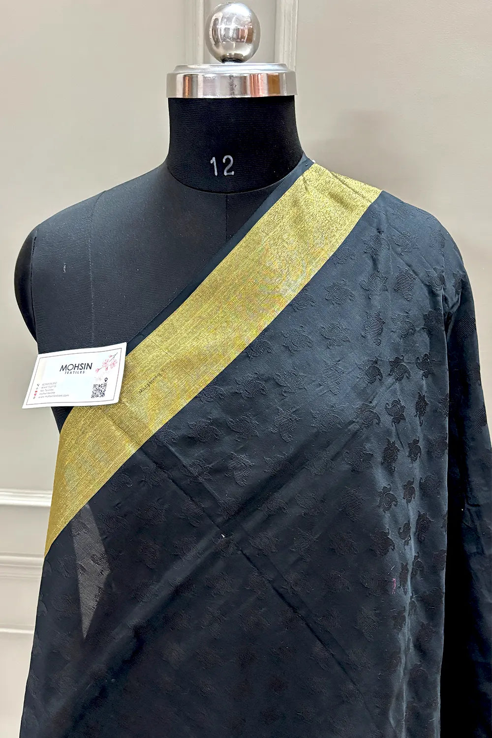 Black Golden Zari Banarasi Silk Dupatta