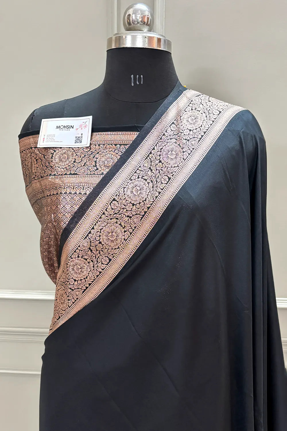 Black Golden Zari Satin Silk Banarasi Saree