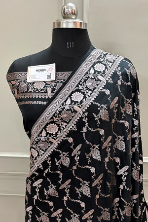 Black Masakali Katan Silk Banarasi Saree