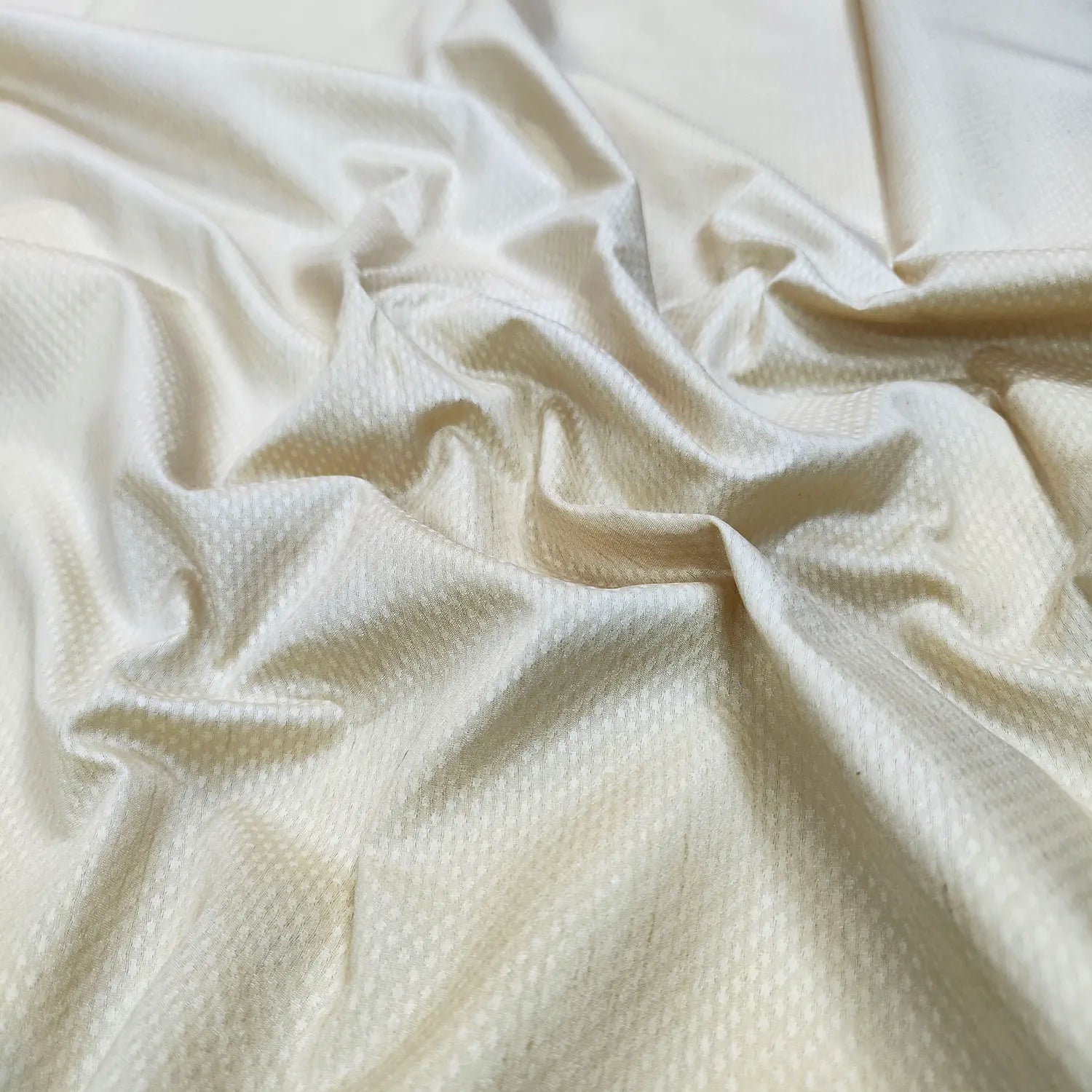 Cream Tanchoi Cotton Silk Banarasi Fabric
