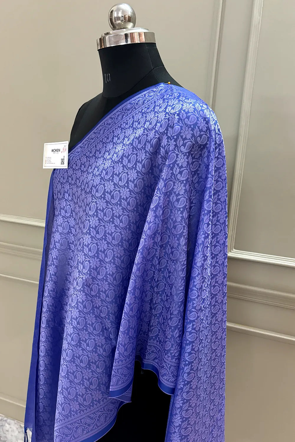 Dark Lavender Resham Zari Silk Banarasi Stole