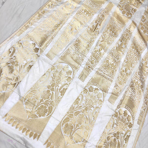 White Dyeable 24 Kalli Katan Silk Pure Banarasi Handloom Lahenga