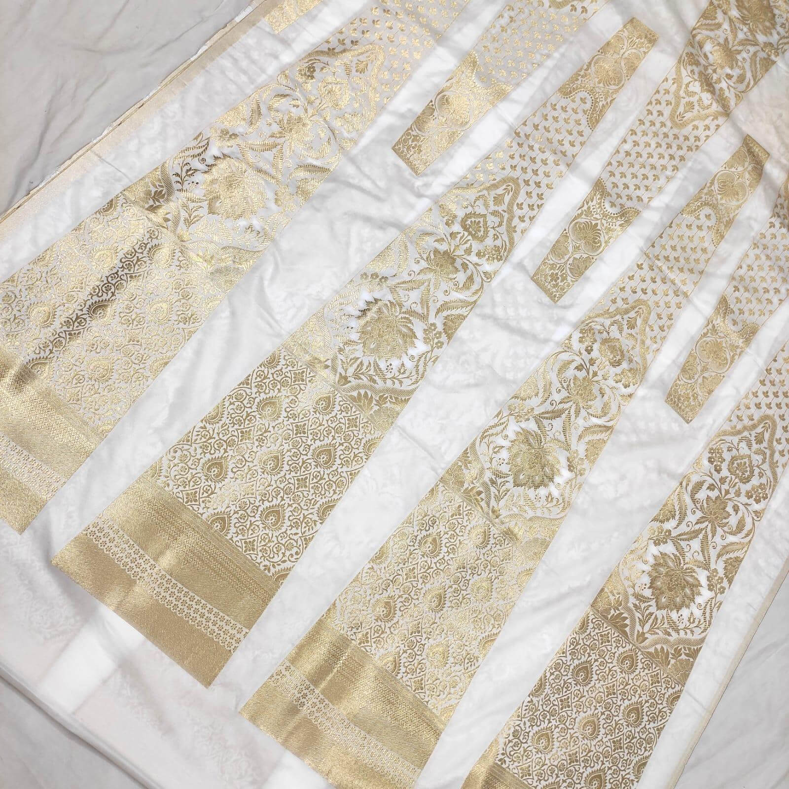 Dyeable 24 Kalli Pure Katan Silk Banarasi Handloom Lahenga White