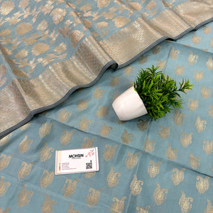 Firozi Chirag Buti Satin Silk Banarasi Suit