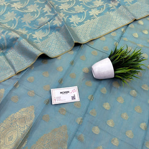 Firozi Golden Zari Banarasi Silk Suit