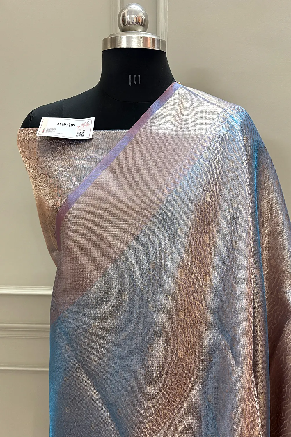 Firozi Golden Zari Tissue Silk Banarasi Saree