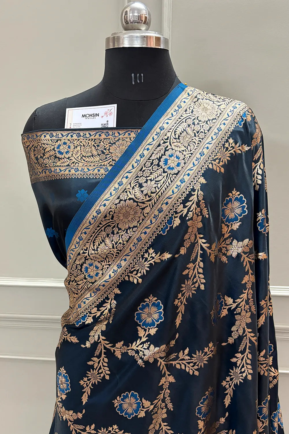 Firozi Henna Jaal Katan Silk Banarasi Saree