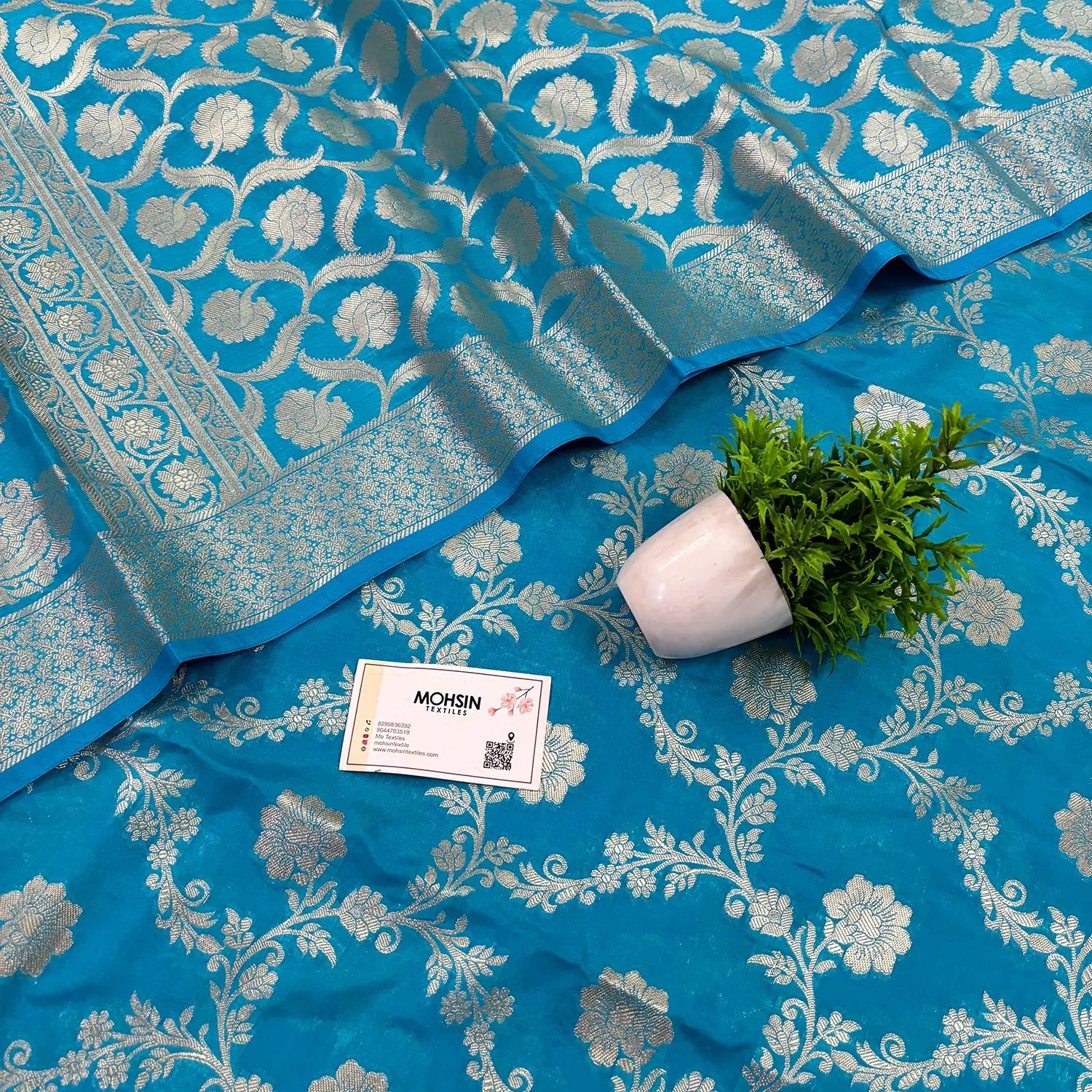 Firozi Kashmiri Jaal Katan Silk Banarasi Suit