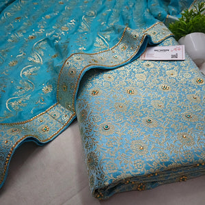 Firozi Stone Work Kimkhab Silk Banarasi Gharara