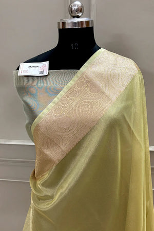 Yellow Zari Tissue Silk Banarasi Saree