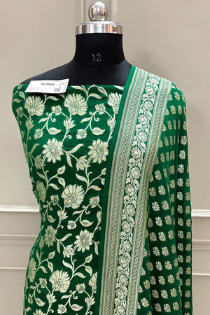 Green Pure Georgette Silk Banarasi Suit