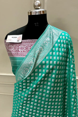 Green Resham Zari Silk Banarasi Saree