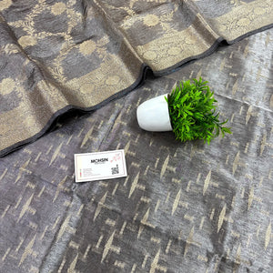 Grey Golden Zari Tissue Silk Banarasi Suit