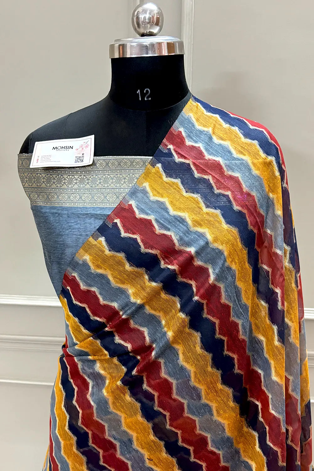 Grey Resham Zari Chanderi Silk Banarasi Saree