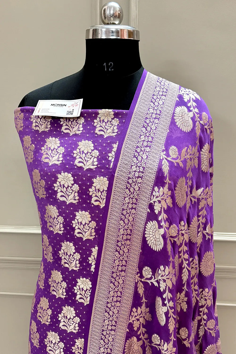 Lavender Pure Georgette Silk Banarasi Suit
