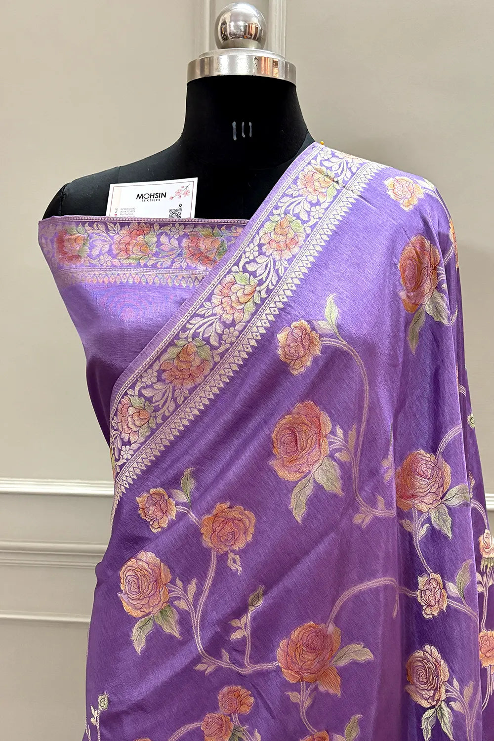 Lavender Rosy Jaal Georgette Silk Banarasi Saree